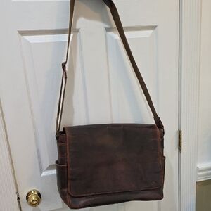 Buffalo Jackson Trading Co. Leather Messenger Bag for Men - Distressed Finish